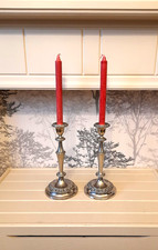 PAIR OF VINTAGE 'IANTHE' SILVER PLATE CANDLESTICKS 26.5 cm TALL