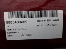  JAGUAR XF R Front Door  2011