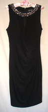 VGC Ladies JESSICA HOWARD Sleeveless Black Side Ruched Faux Gem Dress UK16