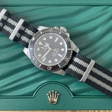 ROLEX SUBMARINER REPLACEMENT PREMIUM 007 BOND STYLE BLACK GREY STRIPE STRAP NATO