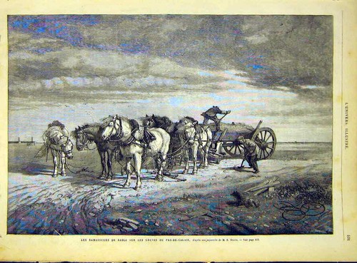 Original old antique print - old,