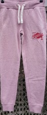 Superdry Pink Red Logo Jersey Cuffed Tracksuit Bottoms Size 8 BNWOT