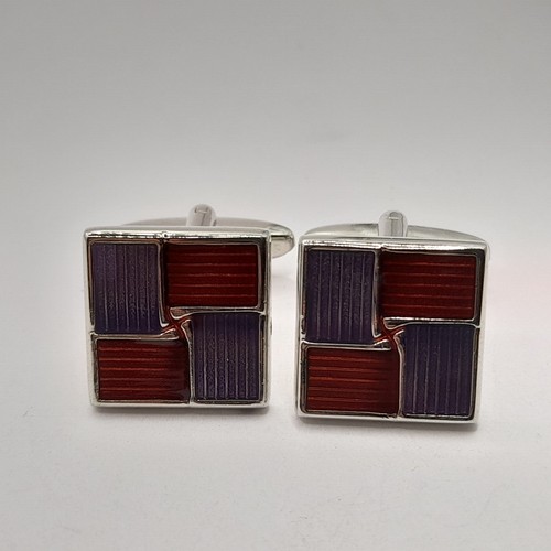 Pair silver plated enamel - pair, of