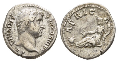 Hadrian denarius ad - ar, denarius.