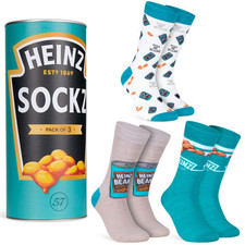 HEINZ Mens Socks 3 Pack Ketchup Baked Beans Crew Socks for Men,Teens Size 8-11UK