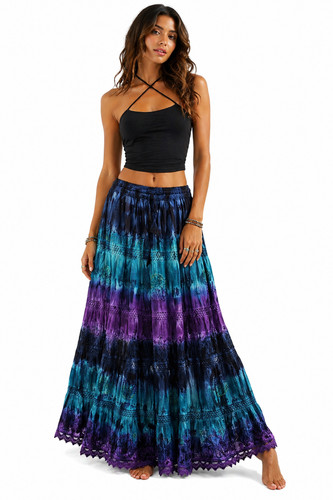 Cotton skirt long - elastic, tie