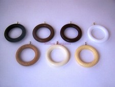 Solid Wooden Curtain Rings - 9 Colours, 4 Sizes - real wood curtain pole rings