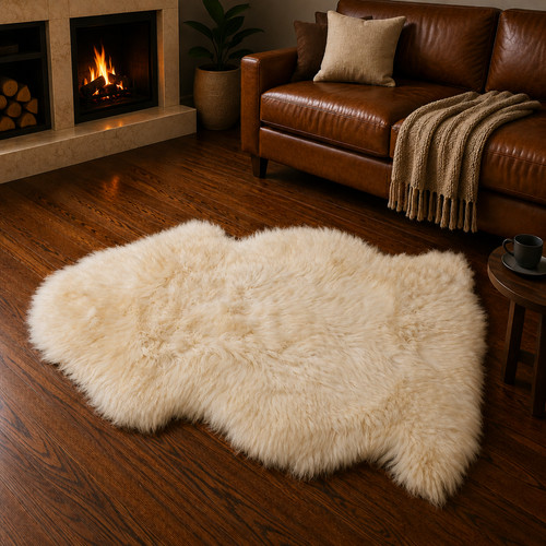 Genuine ivory sheepskin rug - ivory,