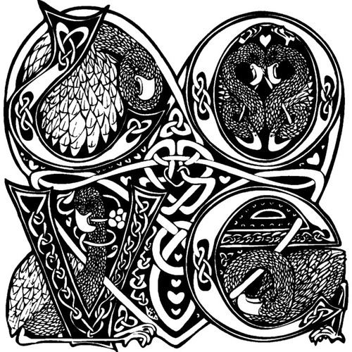 Celtic love birds unmounted - 'celtic, birds'