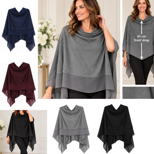 Ladies wool blend poncho - ladies, 50%