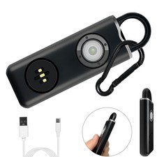 1Pc Black Safety Alarm For Women 130DB Siren with Keychain Emergency Light 3 in1