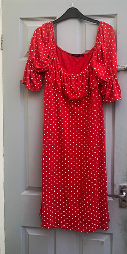 Boohoo red white polka - white,