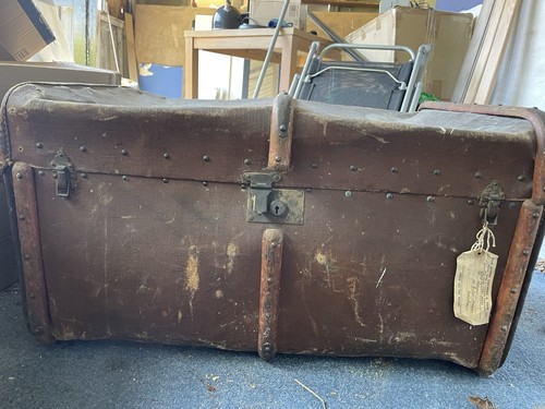 Vintage brown hard suitcase - vintage,
