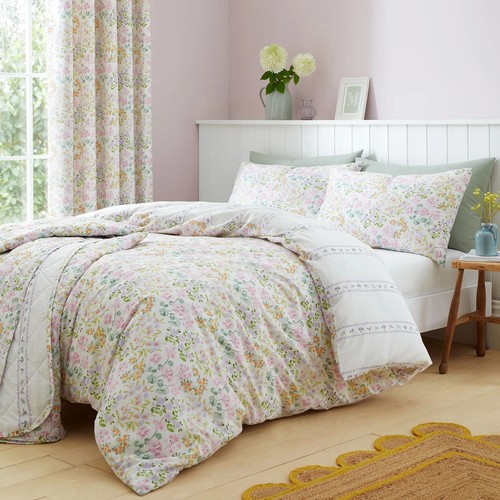 Lilac pink ditsy duvet cover - pink,