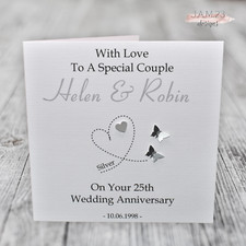 Personalised Silver 25th Wedding Anniversary Card