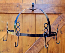 Saucepan Rack - Hanging Pots Pans- French Wrought Iron -Vintage Crown Half Round