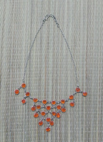 Bib necklace multi orange - bib,