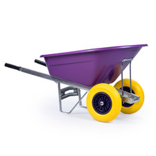 KCT BIG PURPLE WHEELBARROW XL 160L TWIN WHEEL LARGE BUILDER STABLE YARD BARROW