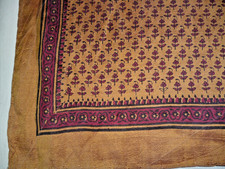 Silk small sized square silk scarf  Red/tan small pattern Indian  Vintage