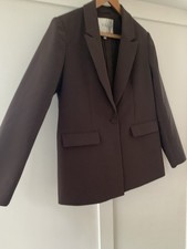NWOT YAS Chocolate Brown Tailored Blazer size Medium Classic Scandinavian