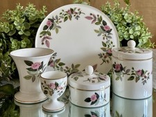 Vintage Wedgwood Hathaway Rose Five Pieces Egg Cup; Posy Vase; Pots; Flat Plate