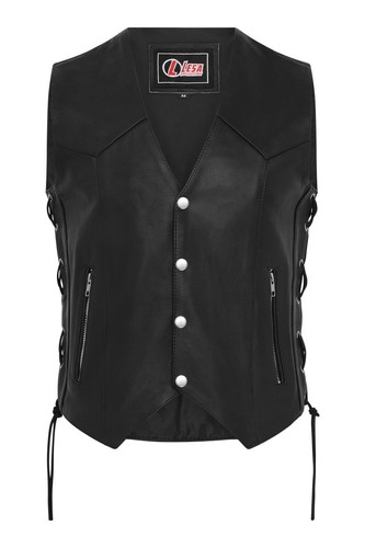 Leather waistcoat biker vest - leather,