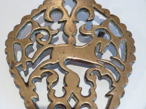 Antique brass trivet - antique,