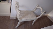 Parnelle White Stool Bench Shabby Chic Distressed Nicky Cornell