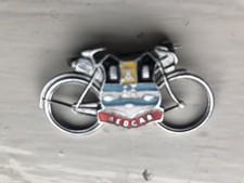 Vintage REDCAR Cycling Cyclist Touring UK Pin Badge Brooch lapel bicycle.