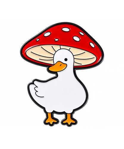 Mushroom goose enamel pin - mushroom,