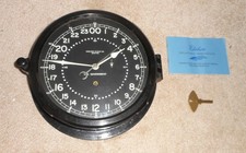 VINTAGE CHELSEA CLOCK CO US GOVERNMENT NAUTICAL DECK CLOCK w/ KEY MANUAL WORKS