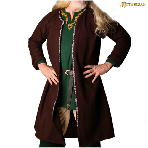 Gothic woolen long coat viking - gothic,