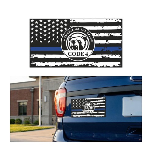 Thin blue line car - thin, sticker