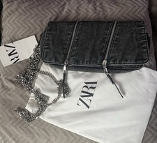 Zara Black Denim Bag Clutch