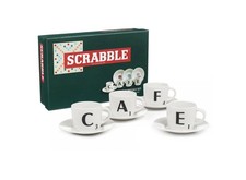 Scrabble Café Espresso Set - 4  Espresso Cups & Saucers in Gift Box