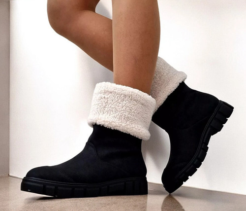 Womens black winter - boots, with