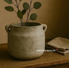 Rustic Grey Ceramic Plant Pot