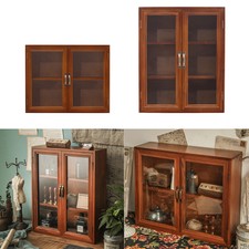 2/3 Tier Wooden Desktop Storage Cabinet Cups Mugs Holder Display Box Double Door