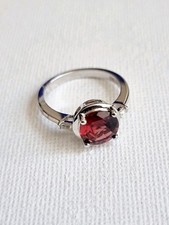 STERLING SILVER Ring Size M Natural Garnet Solitaire January Birthstone Gifting 