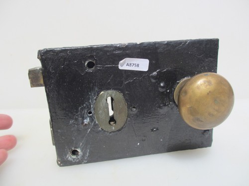 Victorian iron door latch rim - iron,