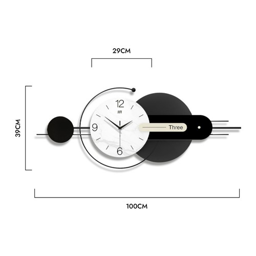 100cm large metal wall - 100cm, clock