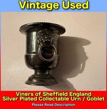 Silver Plated Lions Head Viners of Sheffield Toothpick Holder Urn / Goblet USED