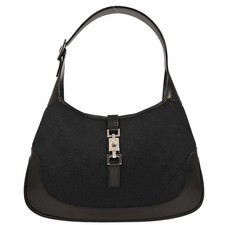Gucci Web Jackie O Hobo Gg Canvas Black Canvas Handbag Authentic
