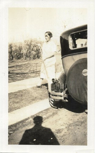 Antique photo woman with stick - photo,