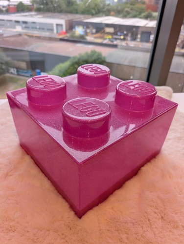 Lego pink storage brick 2x2 - storage,