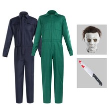 Halloween Men Fancy Dress Michael Myers Jumpsuit Boiler Suit Mask Costume