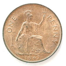 1947 George VI Penny UNC Good lustre SNo64674