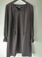 Versatile and Stylish Black Shift Dress With Chiffon Sleeves and Tie Detail 16