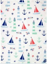 Lighthouse & Boats Tea Towel T