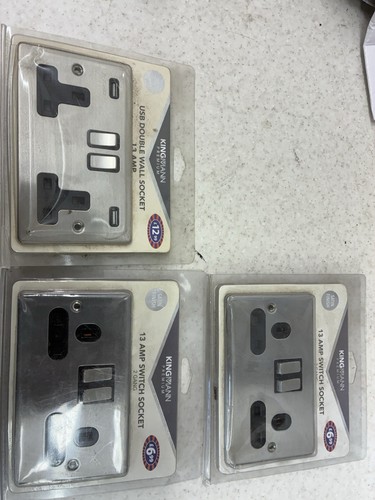 Brushed steel double sockets - brushed,